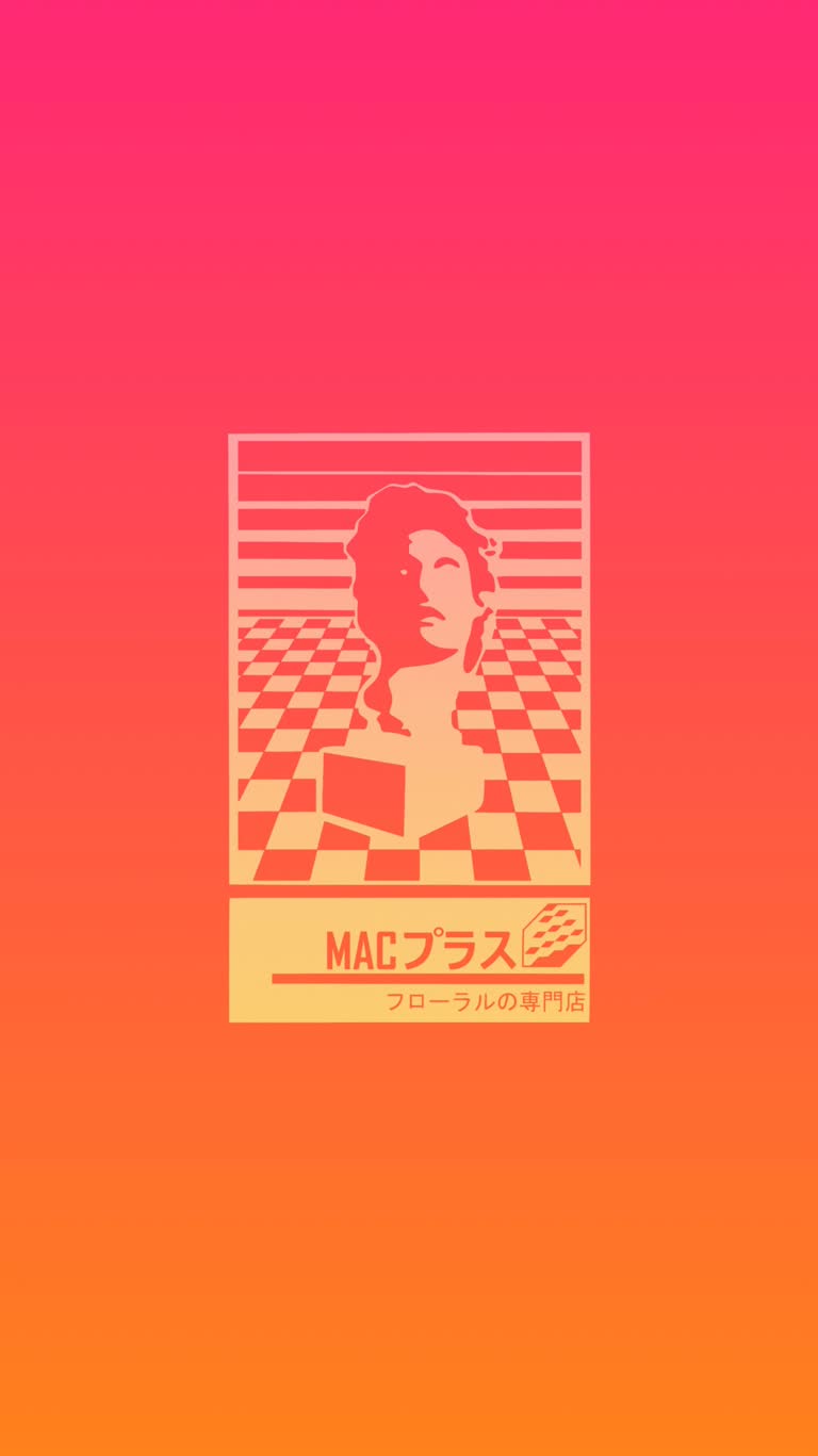 紫色和橙色背景上的 Mac 徽标