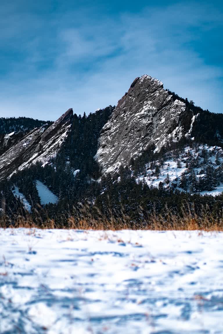 有一个男人拿着滑雪板站在雪地里