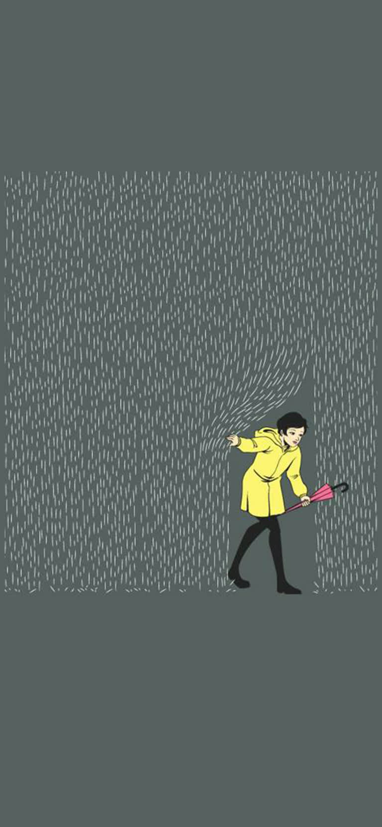 有一个男人,撑着伞在雨中行走
