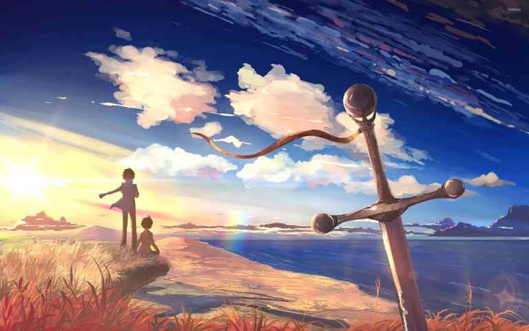 有一男一女站在沙滩上看大海