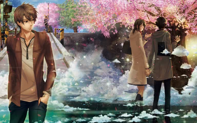 有一男一女站在水里