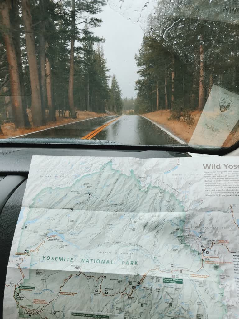 路上汽车的仪表板上有一张地图