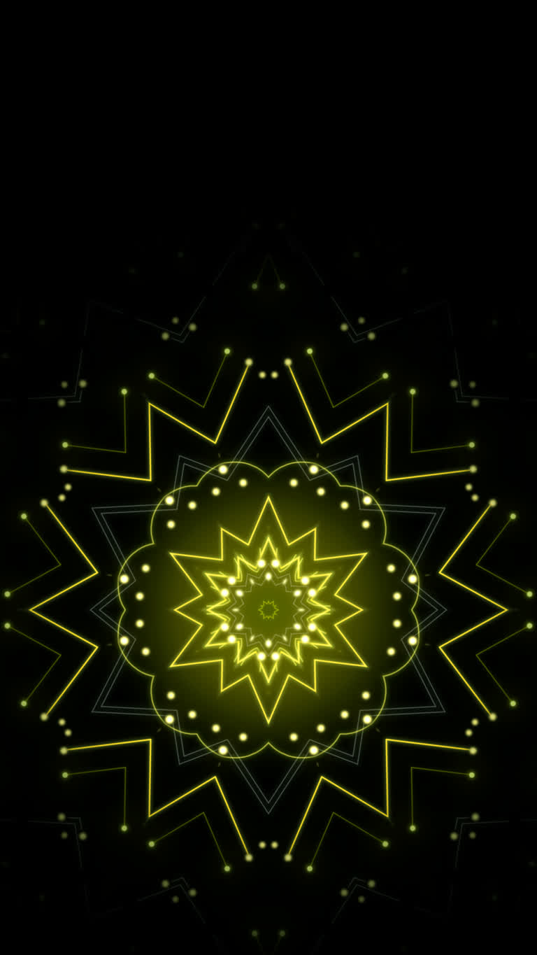 黑色背景上的霓虹灯星芒,发出绿色光芒