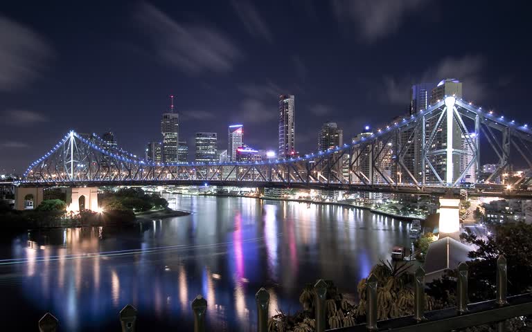 以城市为背景的河桥夜景