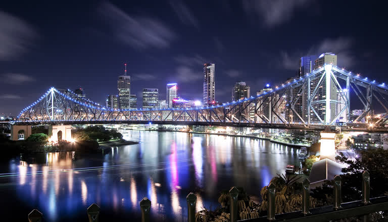 以城市为背景的河桥夜景