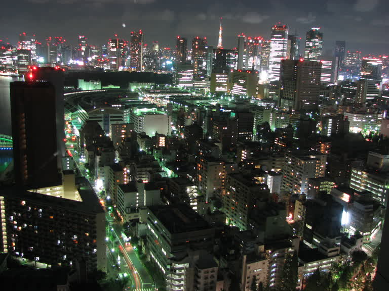 从高楼顶眺望城市夜景