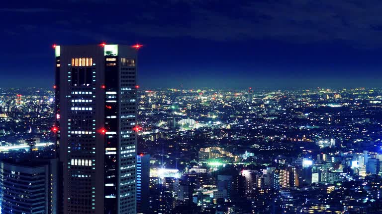 大城市夜景,高楼林立