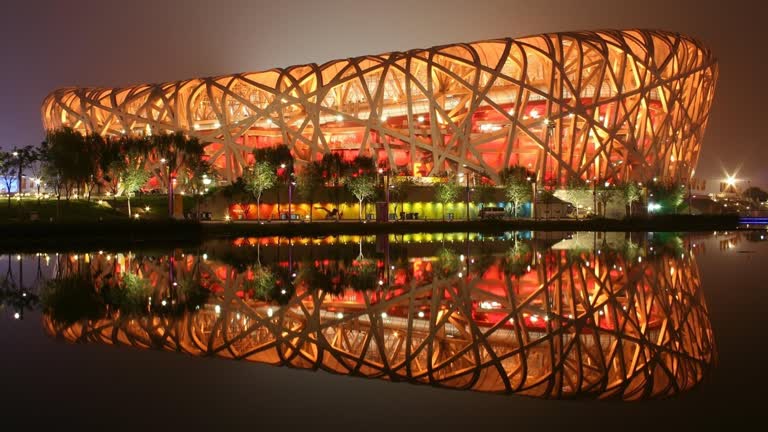 中国北京鸟巢体育场夜景