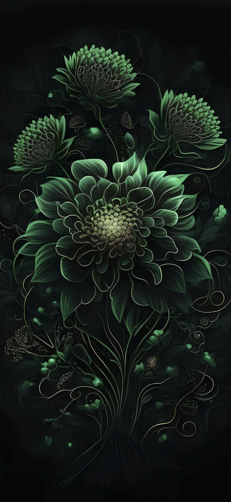 有一幅黑底一束花的画