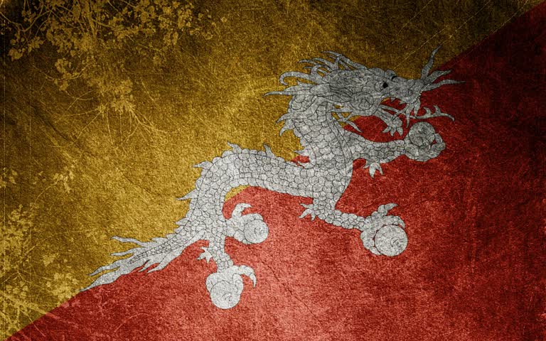 红黄旗侧面的龙画