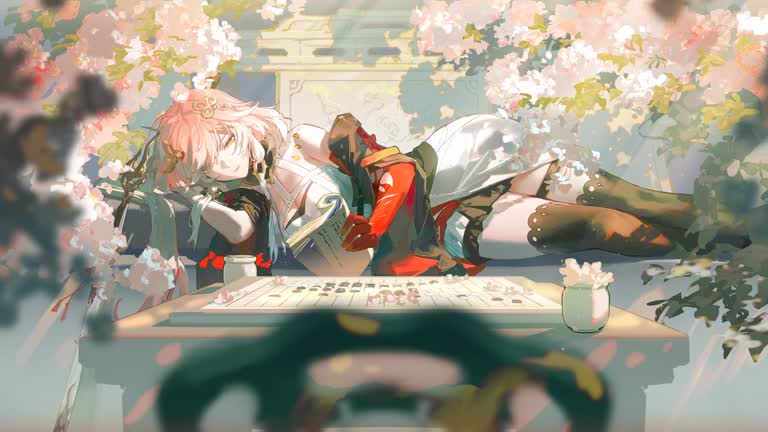 画一群人在桌子上下棋