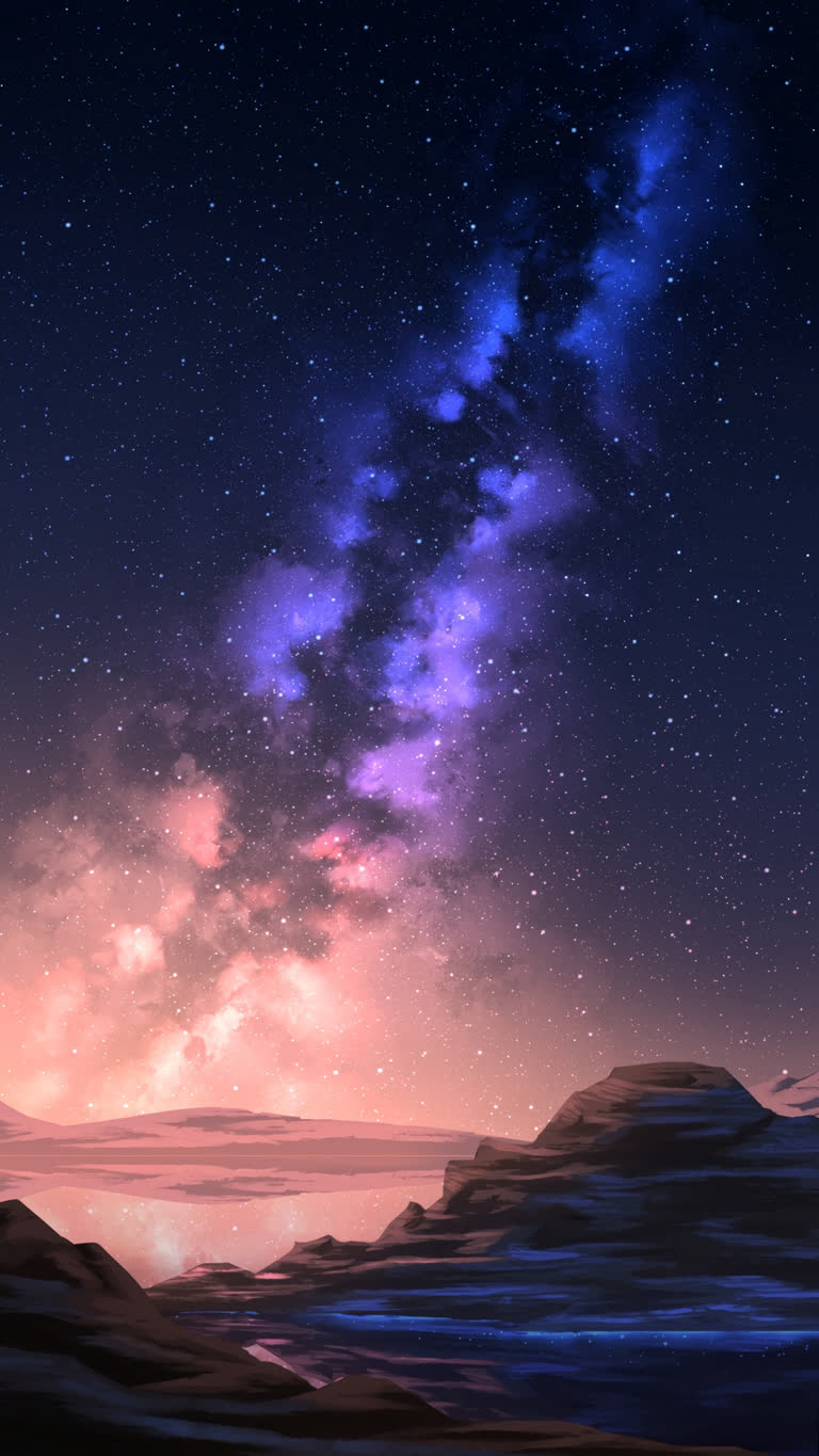 画夜空,星星和远处的乳白色