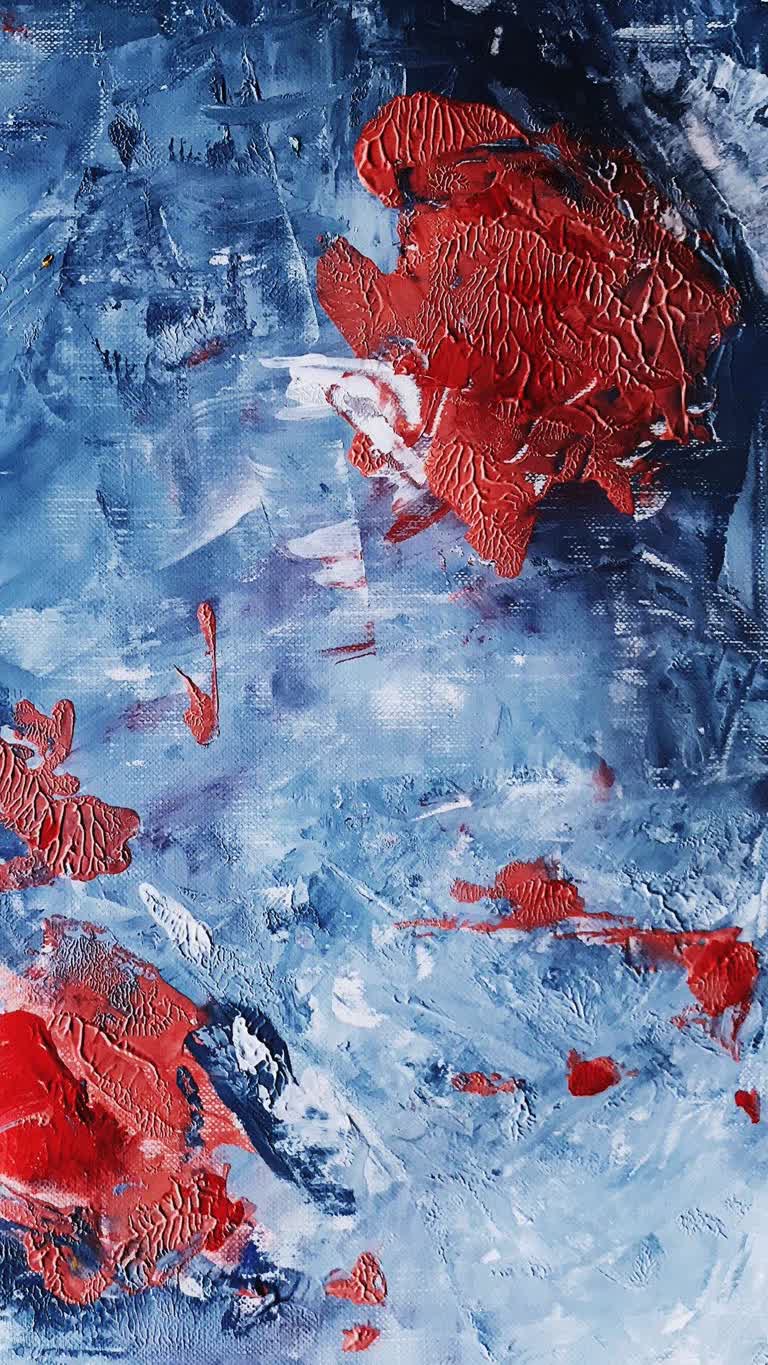 有一幅蓝色背景上的红鱼画