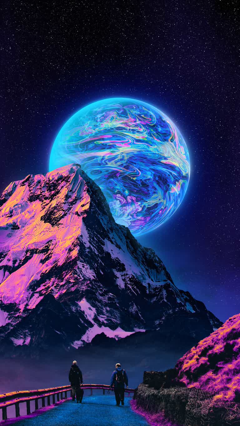 有两个人走在山边的小路上