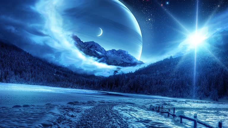 有一张天空中行星的美丽景色的图片