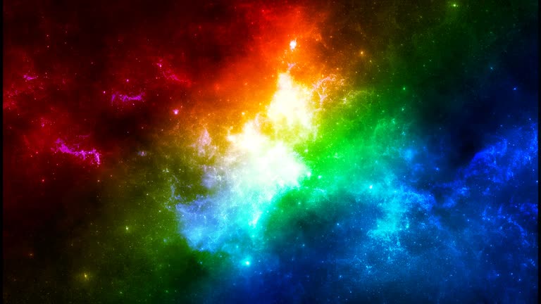 有一张五颜六色的星系图片,背景是星星