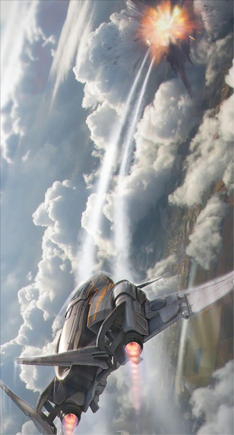有一张战斗机在空中飞行的画面
