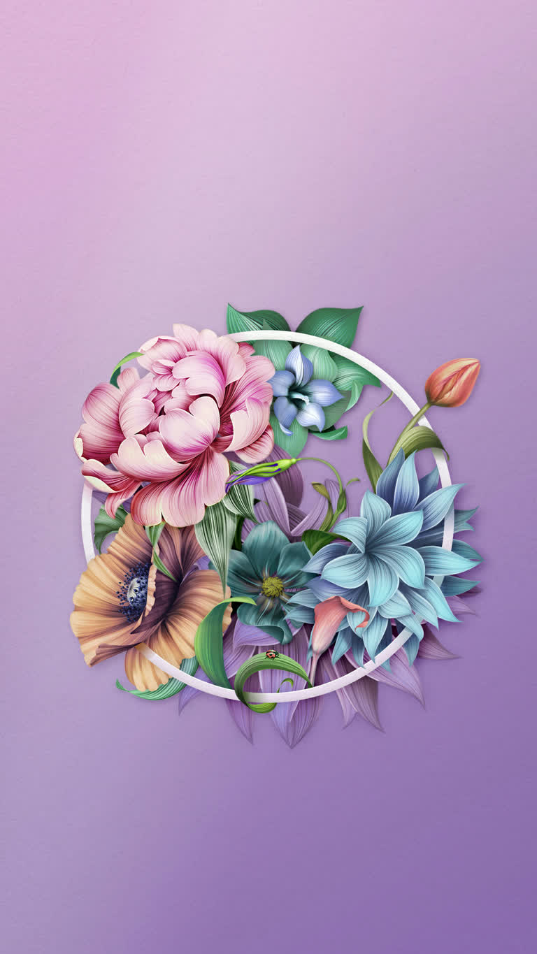 有一张紫色背景插花的图片