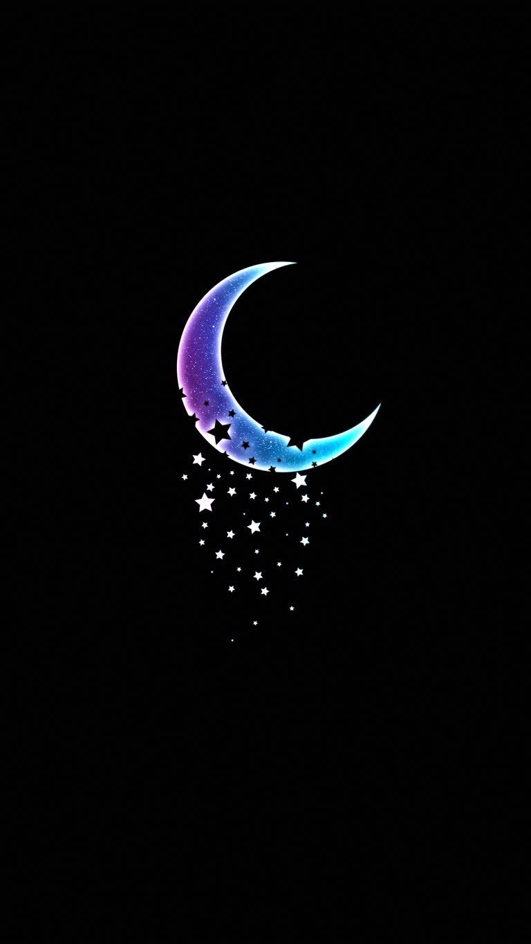 夜空中有月亮星星的画面