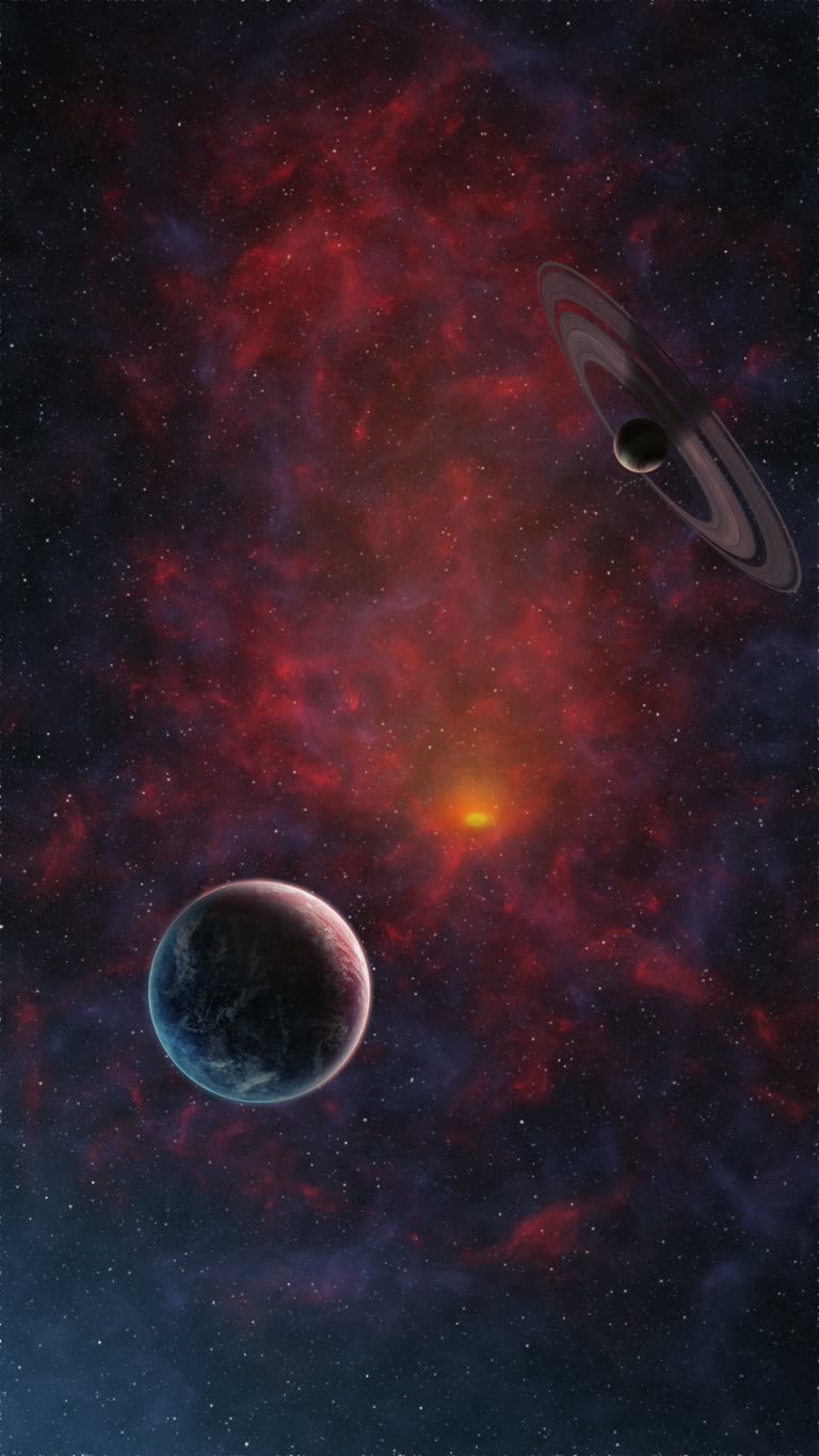 有一张以行星为背景的太空场景图片