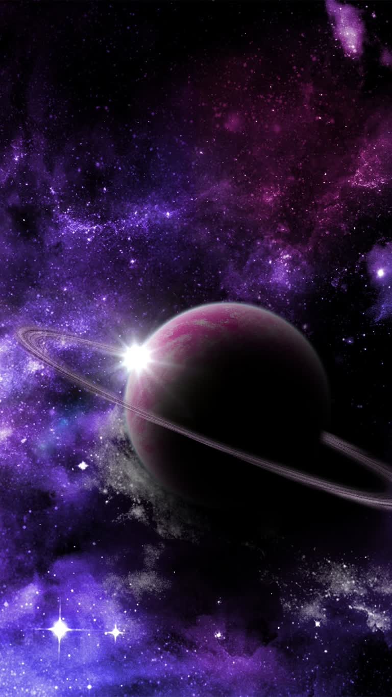 有一张有行星和恒星的太空场景的图片