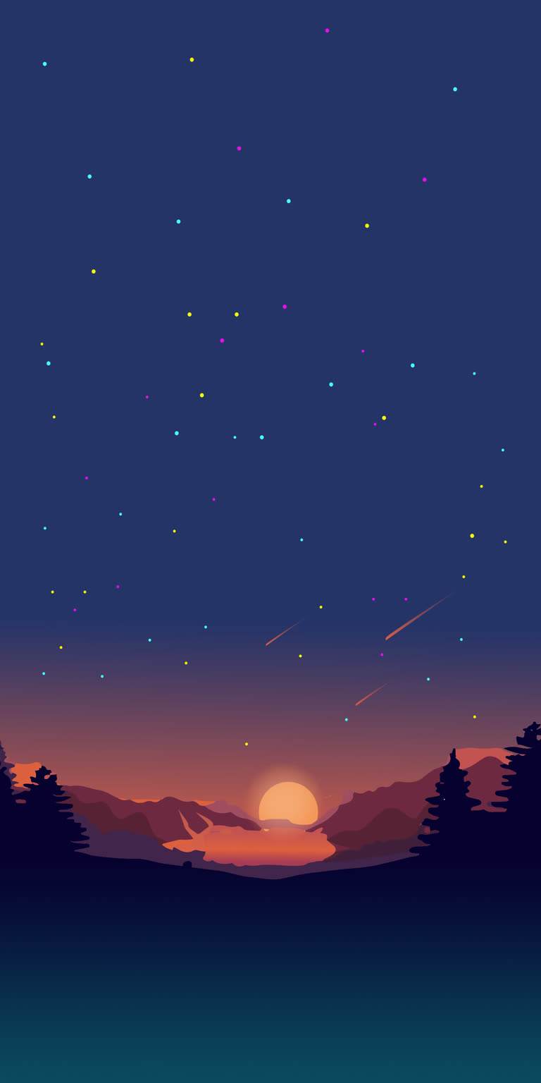 有一张日落天上繁星的画面