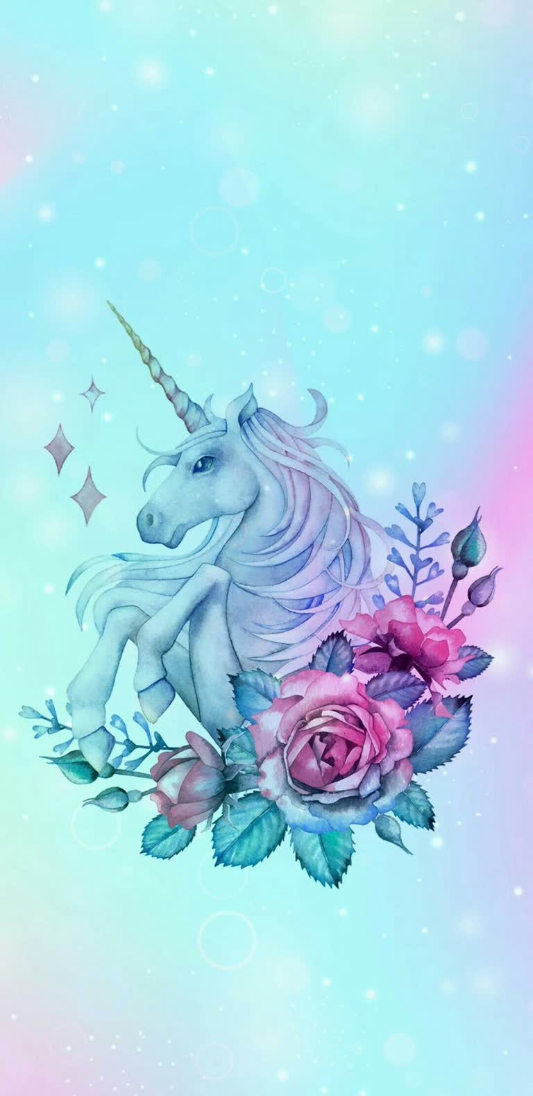 有一张独角兽的图片,上面有一朵花