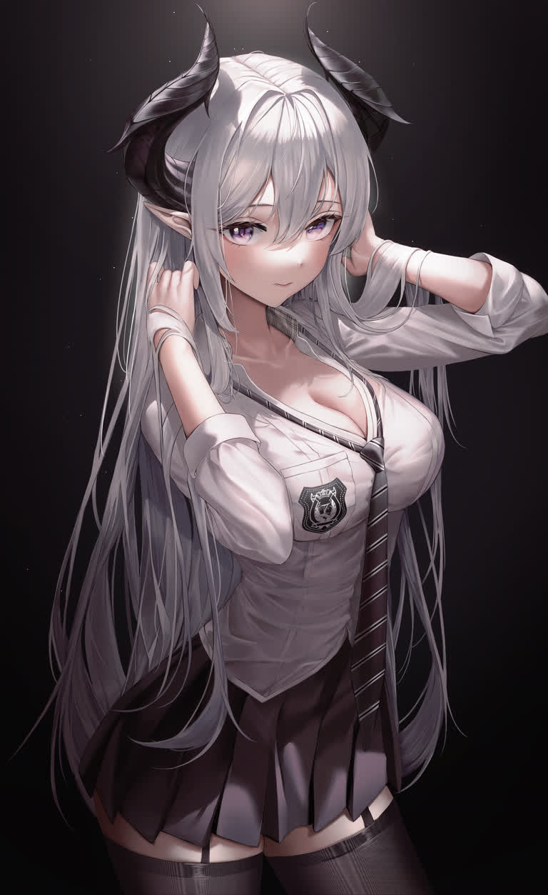 这是一个长发猫耳朵的女人的照片
