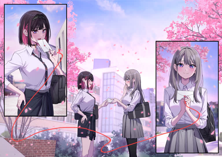 有三张穿着校服的女孩拿着手机的照片