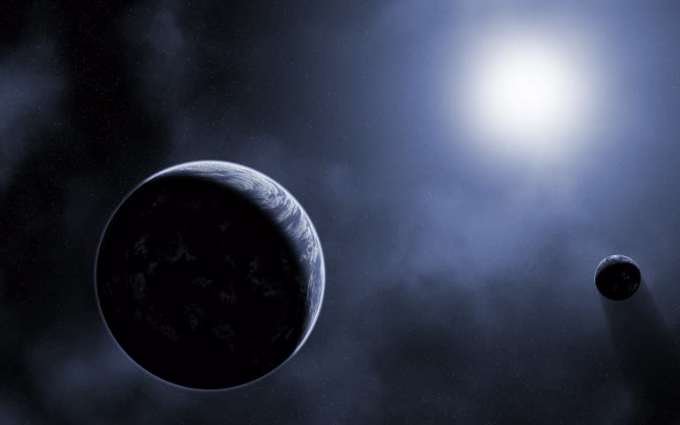天空中有两颗行星,背景是太阳