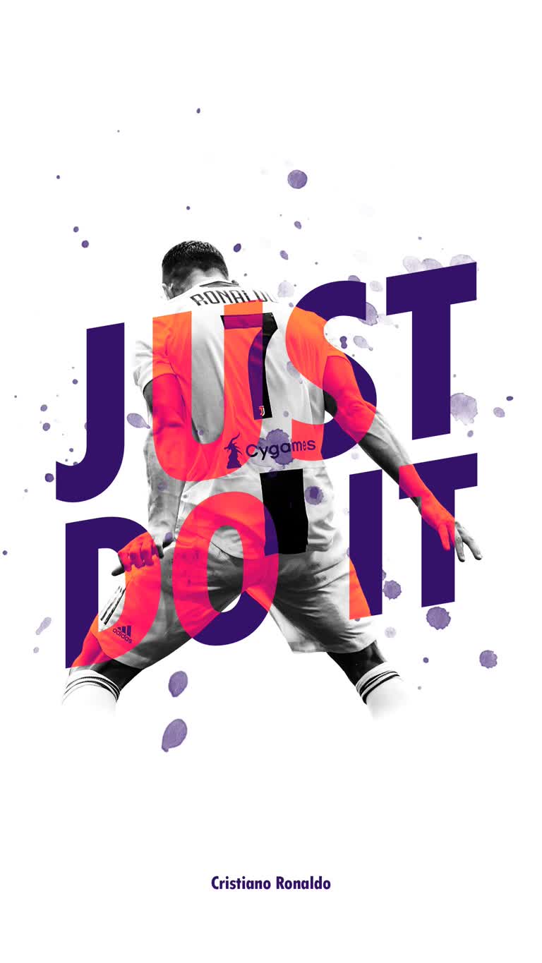 有一张足球运动员的海报,上面写着“Just Do It
