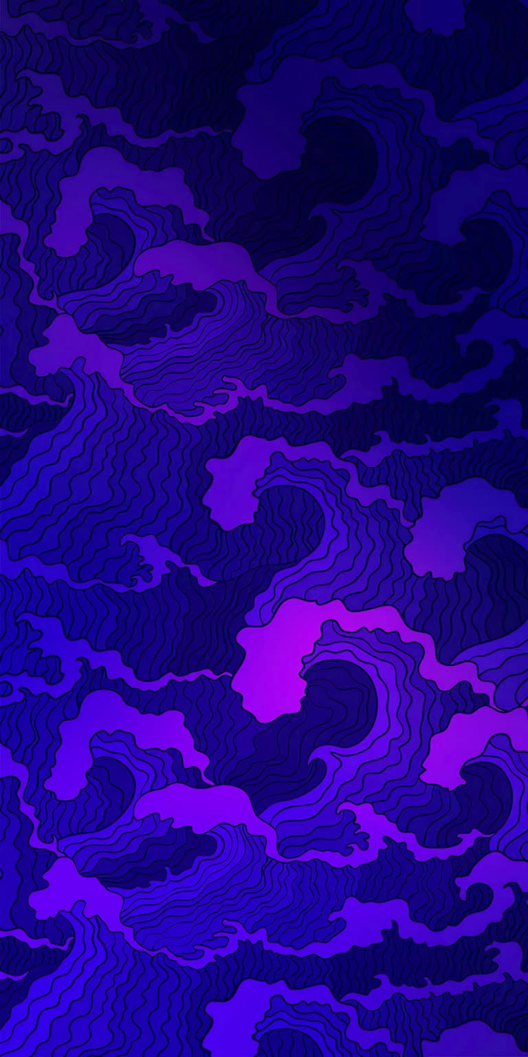 紫色和蓝色的抽象背景,带有波浪和云彩