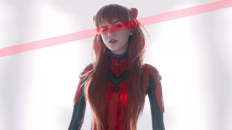 有一位红长发穿着红绿相间的衣服的女人