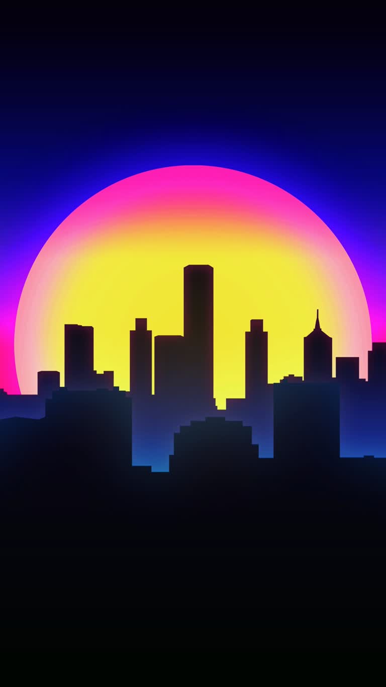 背景是夕阳的城市剪影
