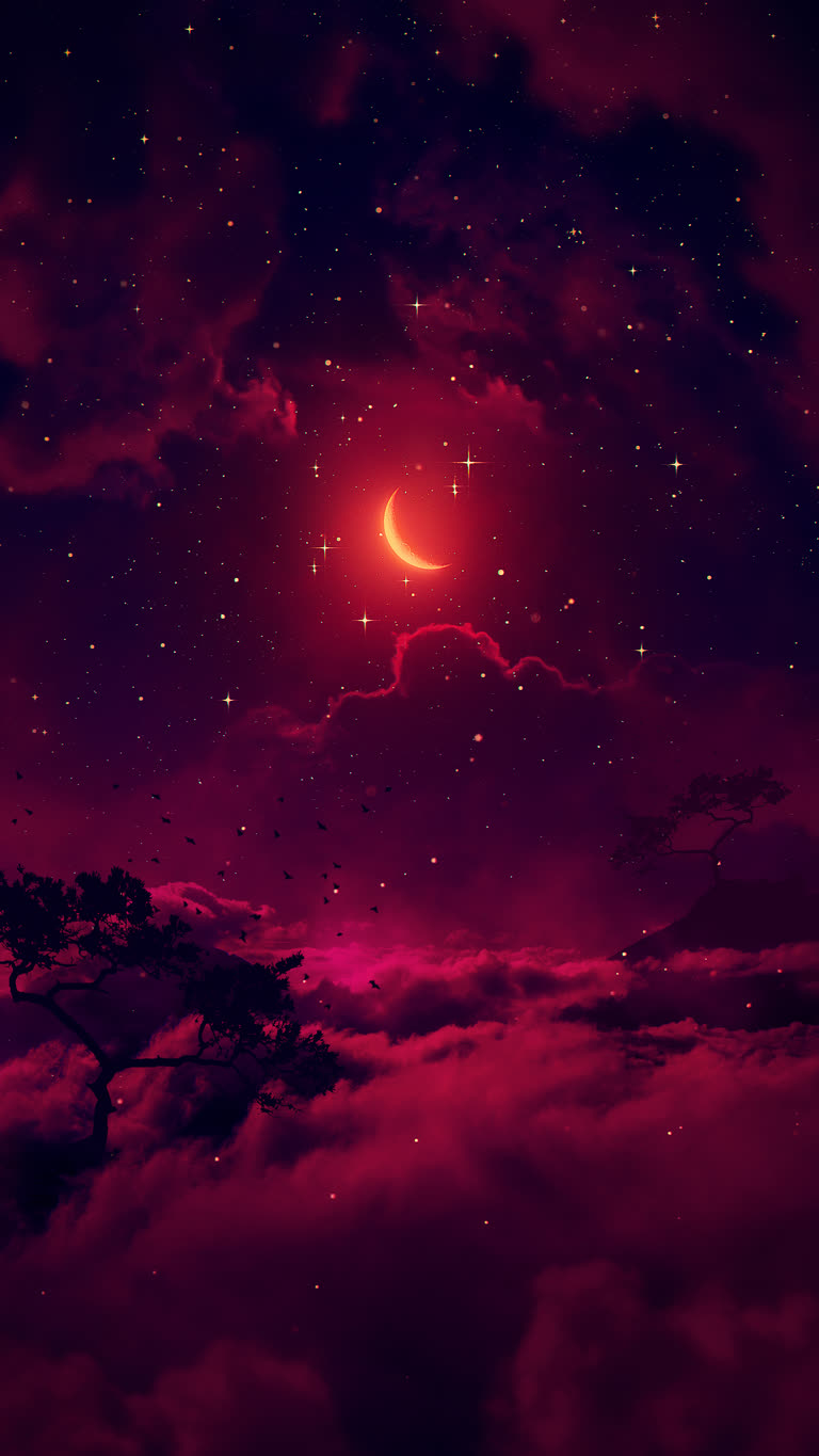 有红天有星辰,天上有新月