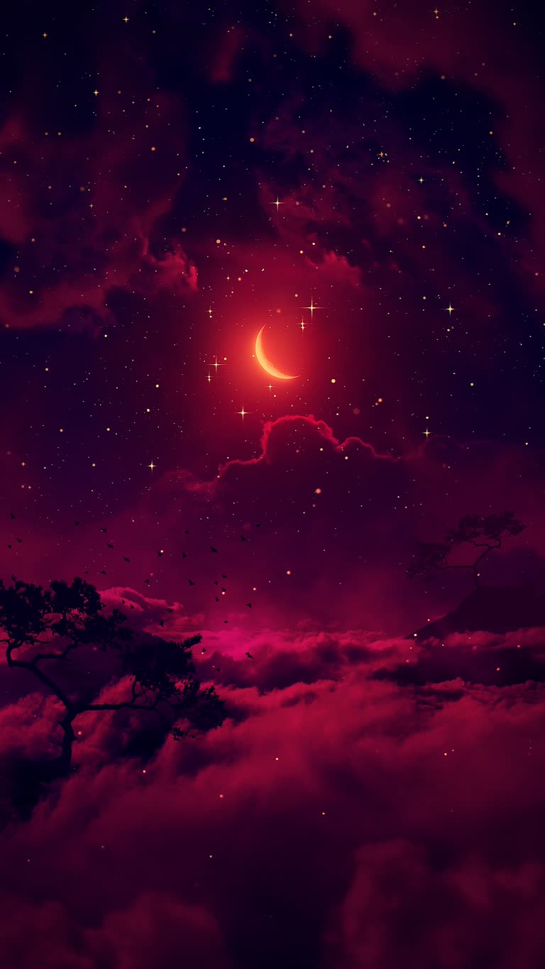 有红天有星辰,天上有新月
