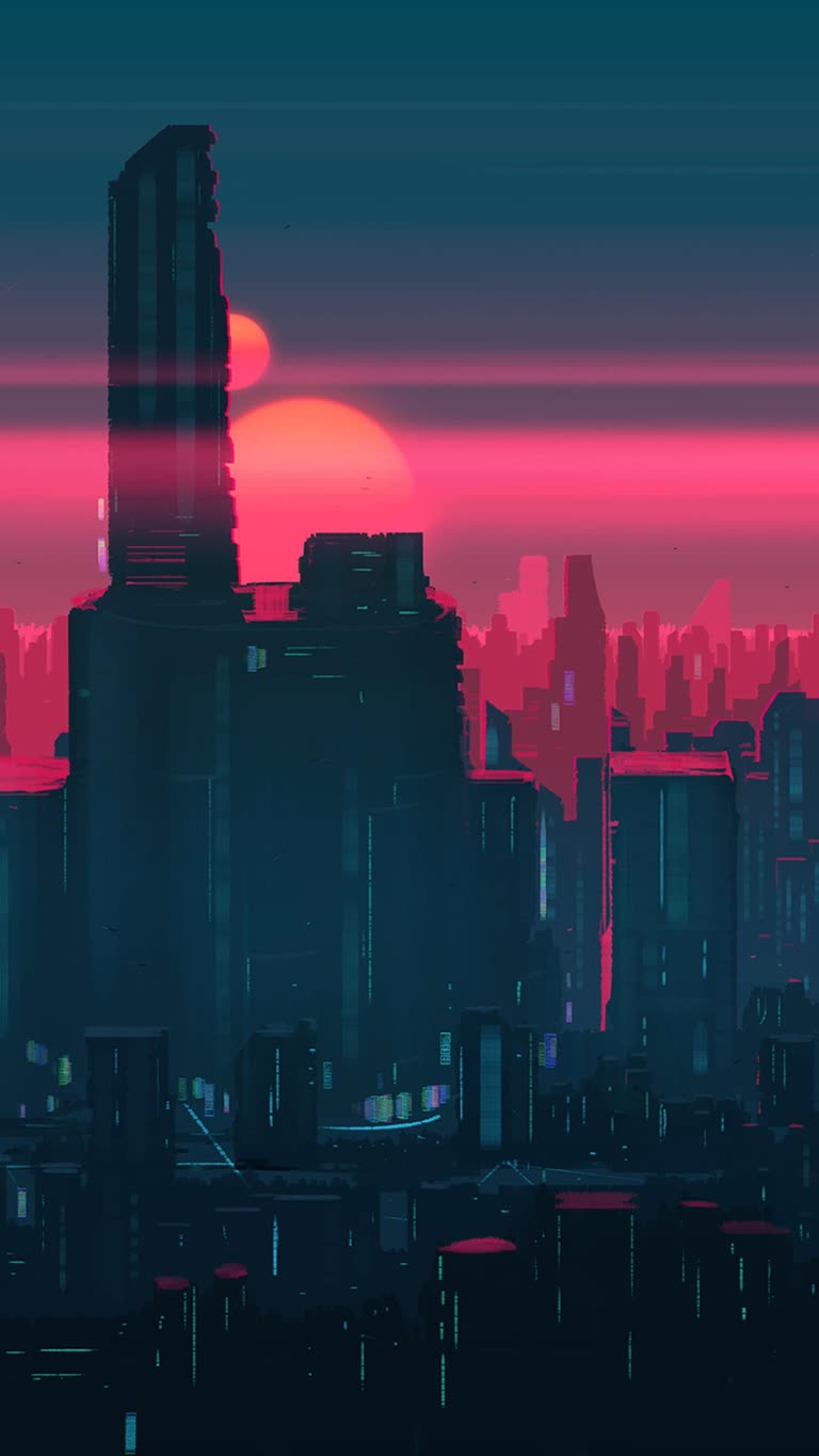 城市的日落,前景是高楼大厦