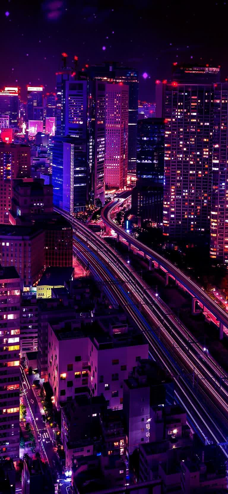 从高楼大厦眺望城市夜景