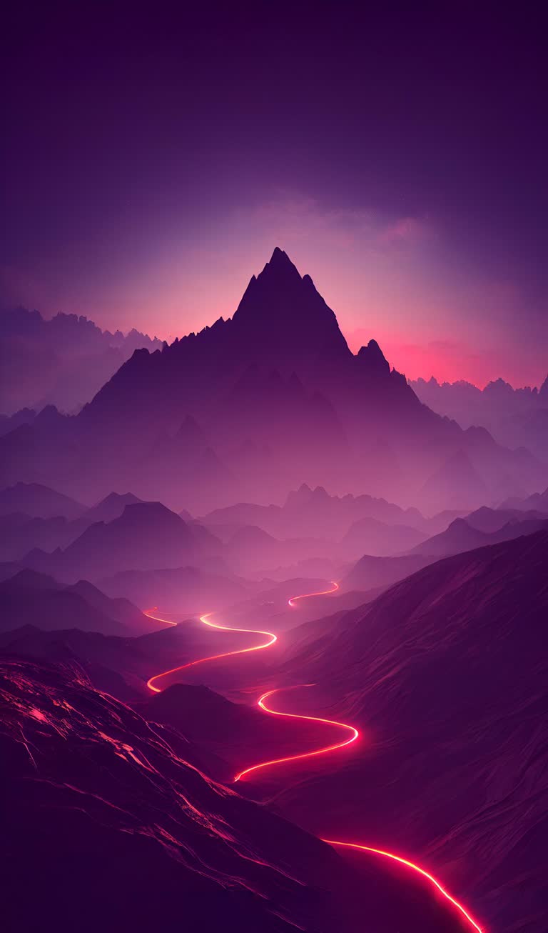 可以看到一座山,有一条路穿过它