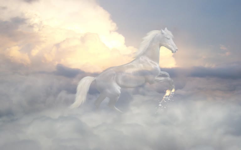 有一匹白马,立在云端