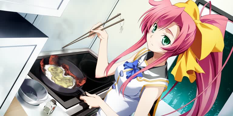有一个女人正在厨房里做饭