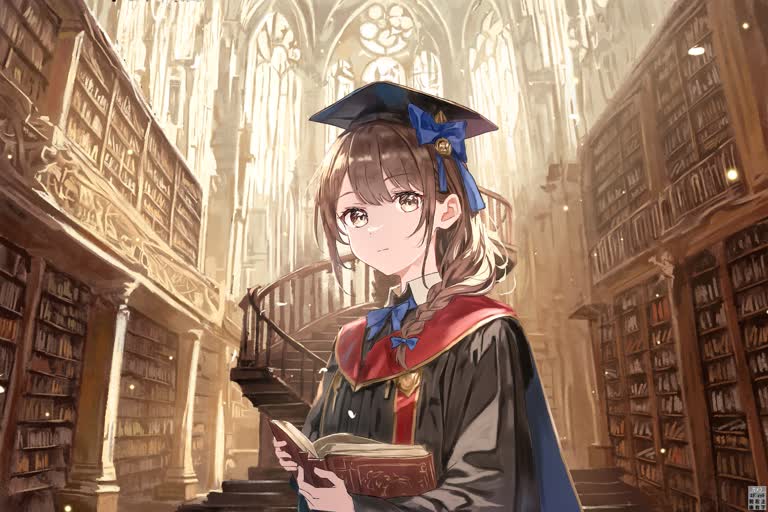 图书馆里有个女人拿着一本书