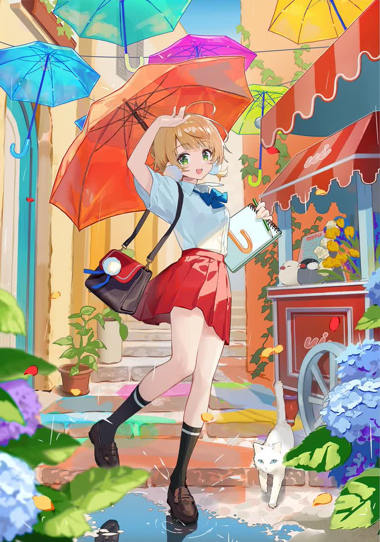 有个女人在雨中撑伞