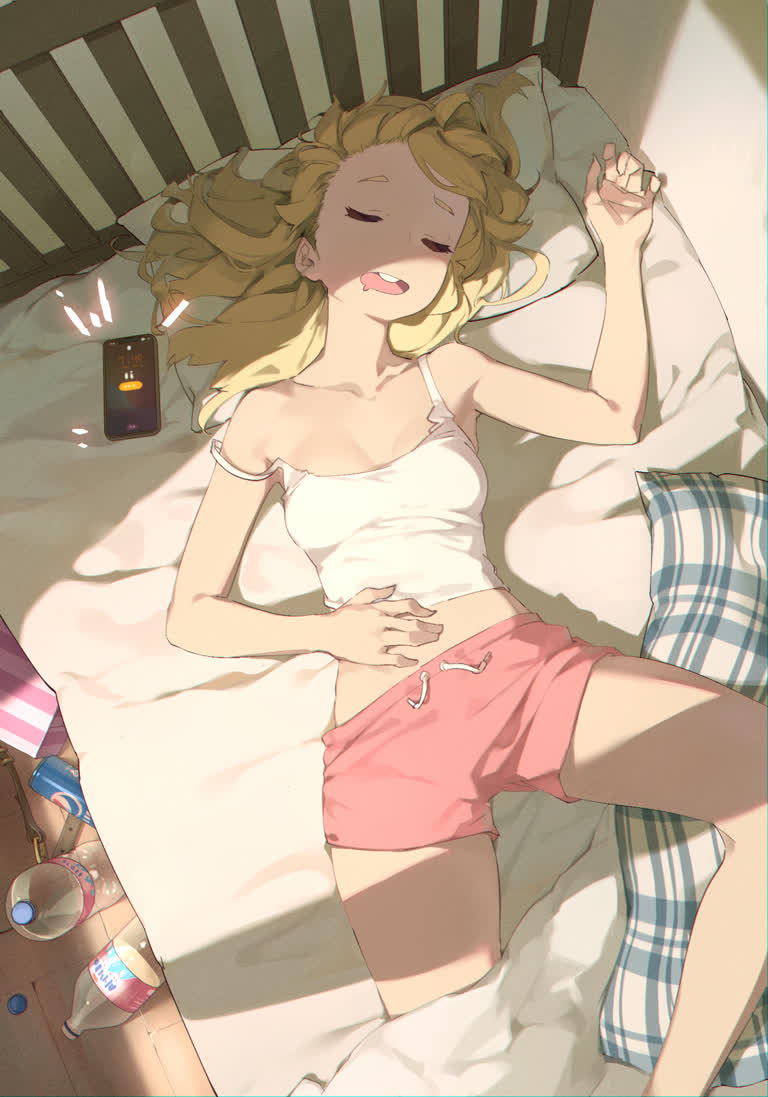 有一个女人,她闭着眼睛躺在床上