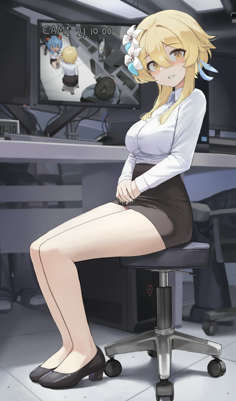 有一个女人坐在房间里的椅子上
