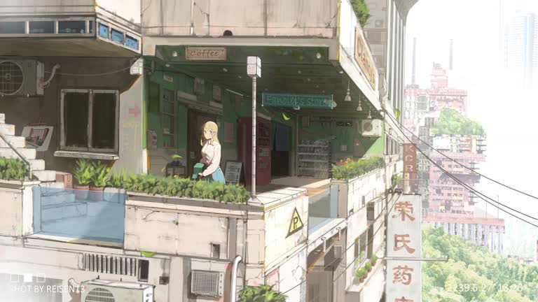 有一女子正站在一栋楼的阳台上