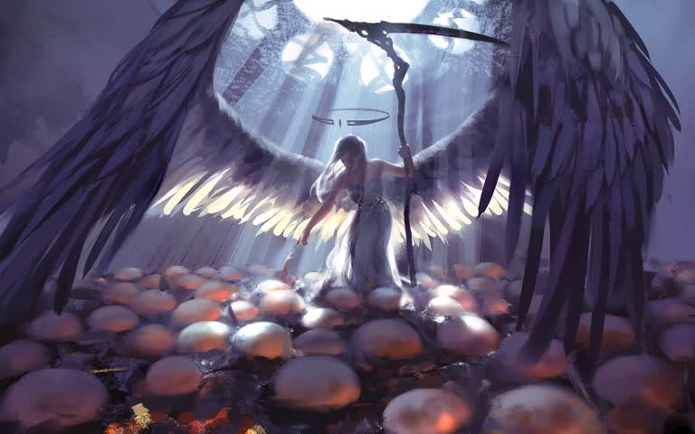 有一个女人站在一片蘑菇田中间