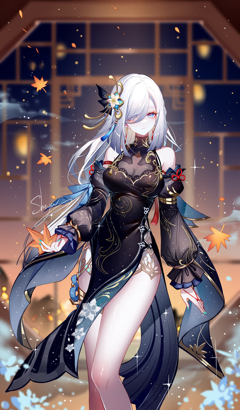有一个女人,手持剑站在雪地里