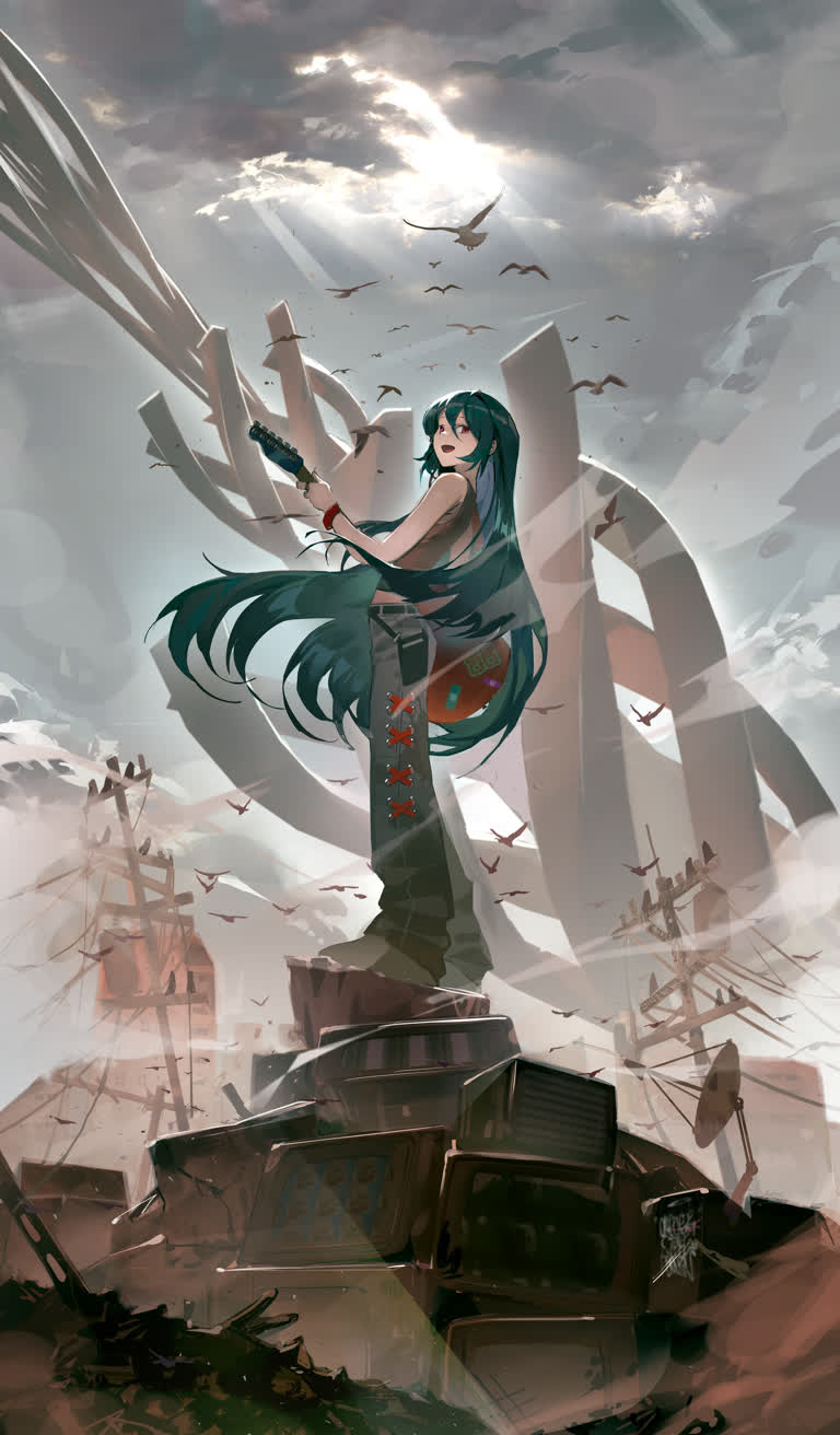 有一个女人站在雕像的顶部