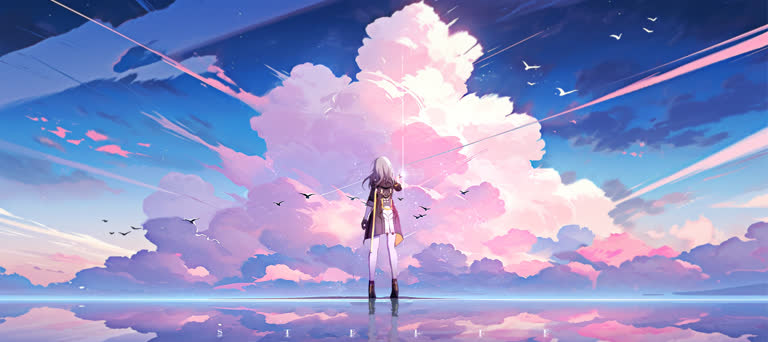 有一个女人站在水中望着天空